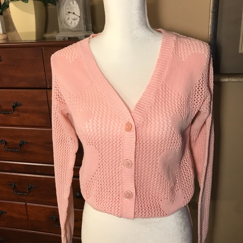 Charlotte Russe Pink Crocheted Sweater Size S